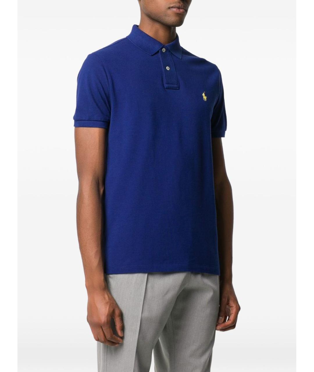 POLO RALPH LAUREN Синее хлопковое поло с коротким рукавом, фото 5