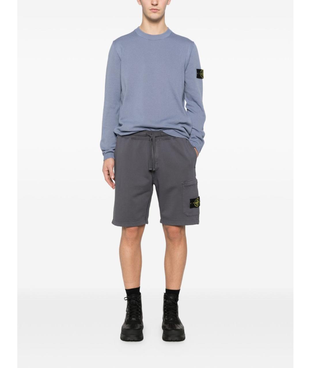 STONE ISLAND Серые хлопковые шорты, фото 3