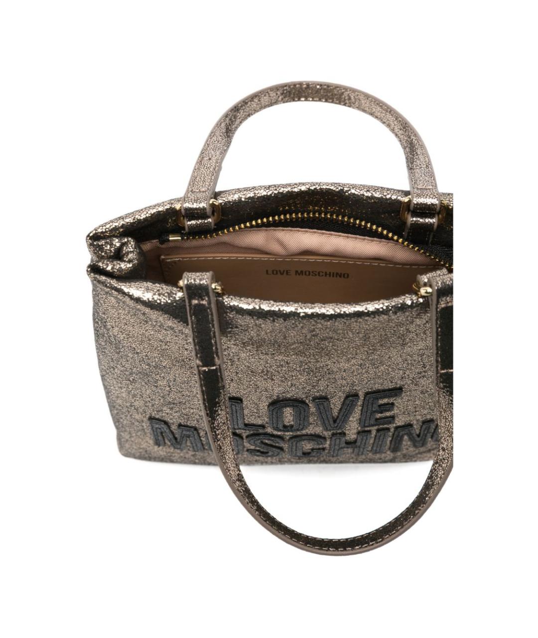 LOVE MOSCHINO Золотая синтетическая сумка тоут, фото 4