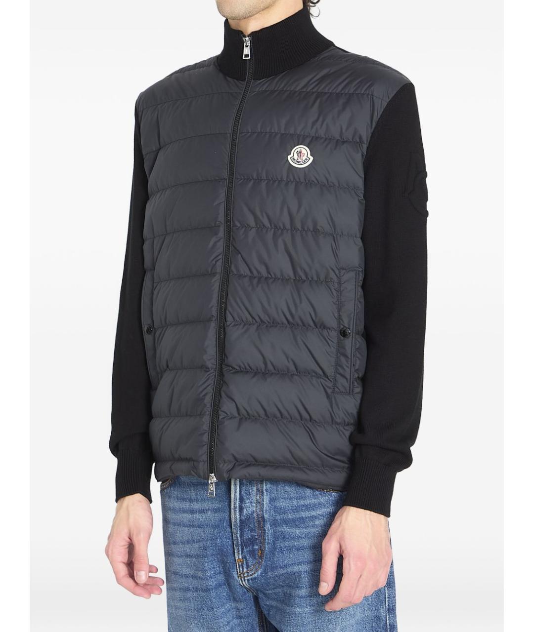 MONCLER Черный хлопковый кардиган, фото 4