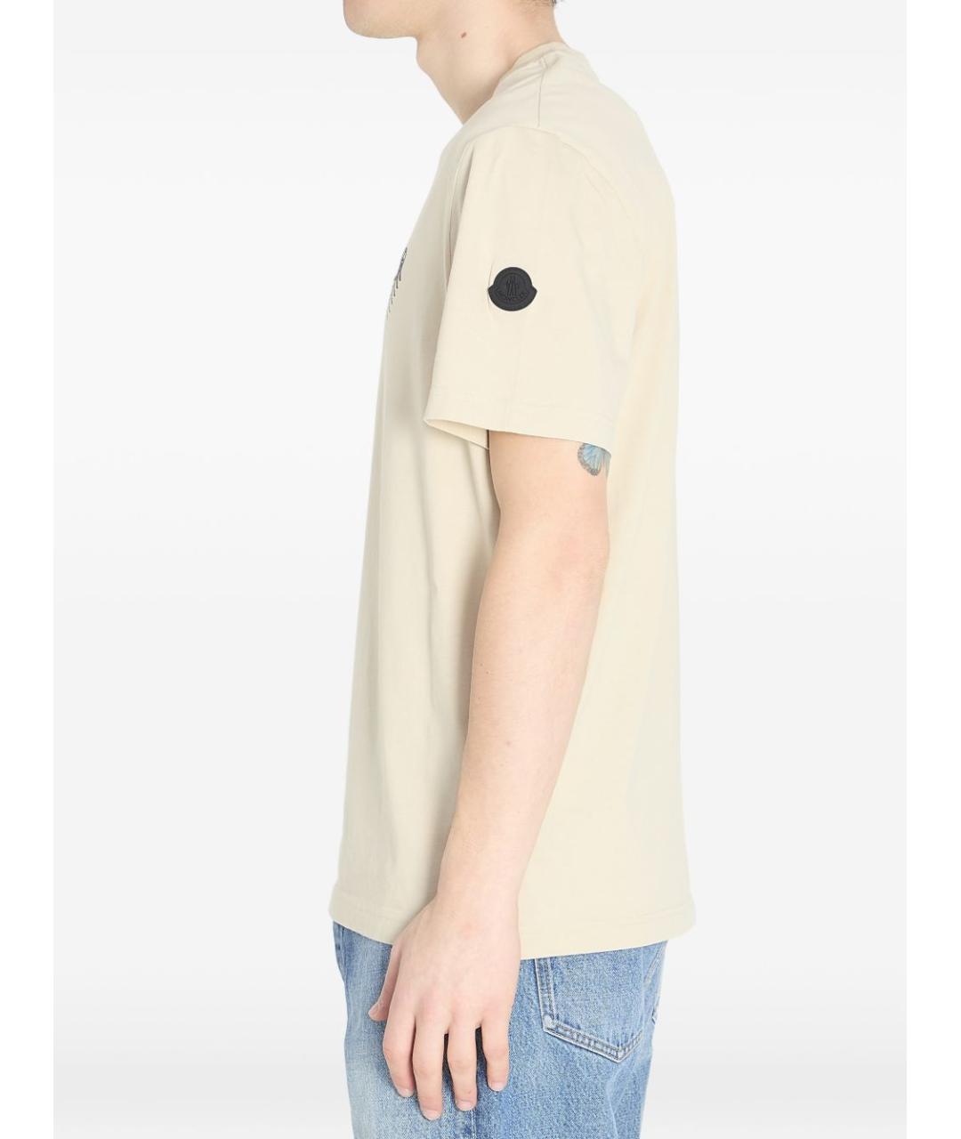 MONCLER Бежевая хлопковая футболка, фото 3