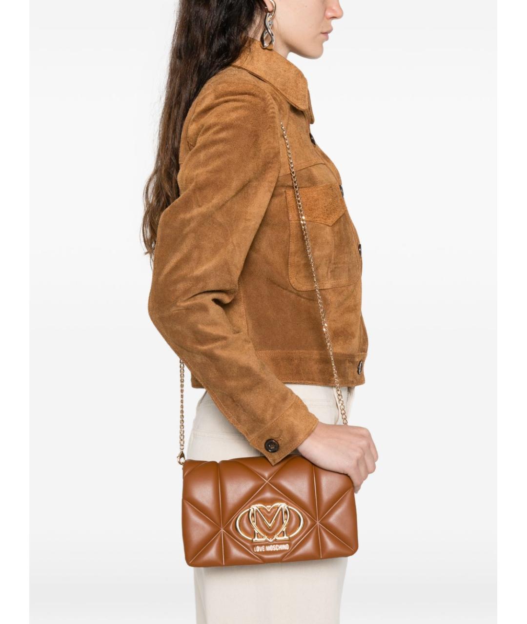 LOVE MOSCHINO Коричневая сумка через плечо из искусственной кожи, фото 4