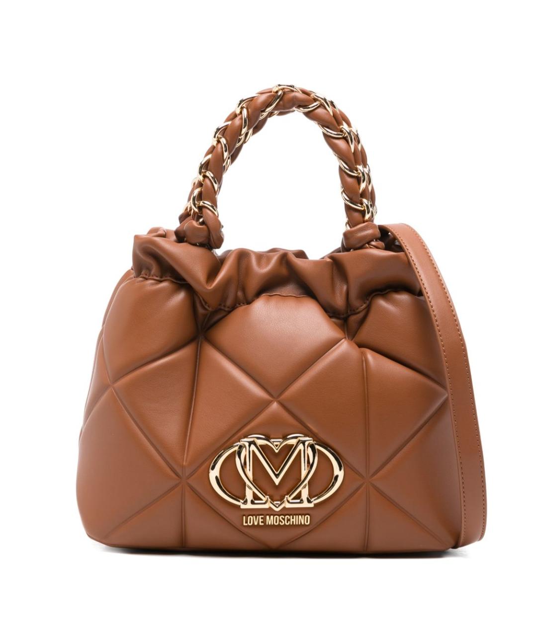 LOVE MOSCHINO Коричневая сумка с короткими ручками из искусственной кожи, фото 1