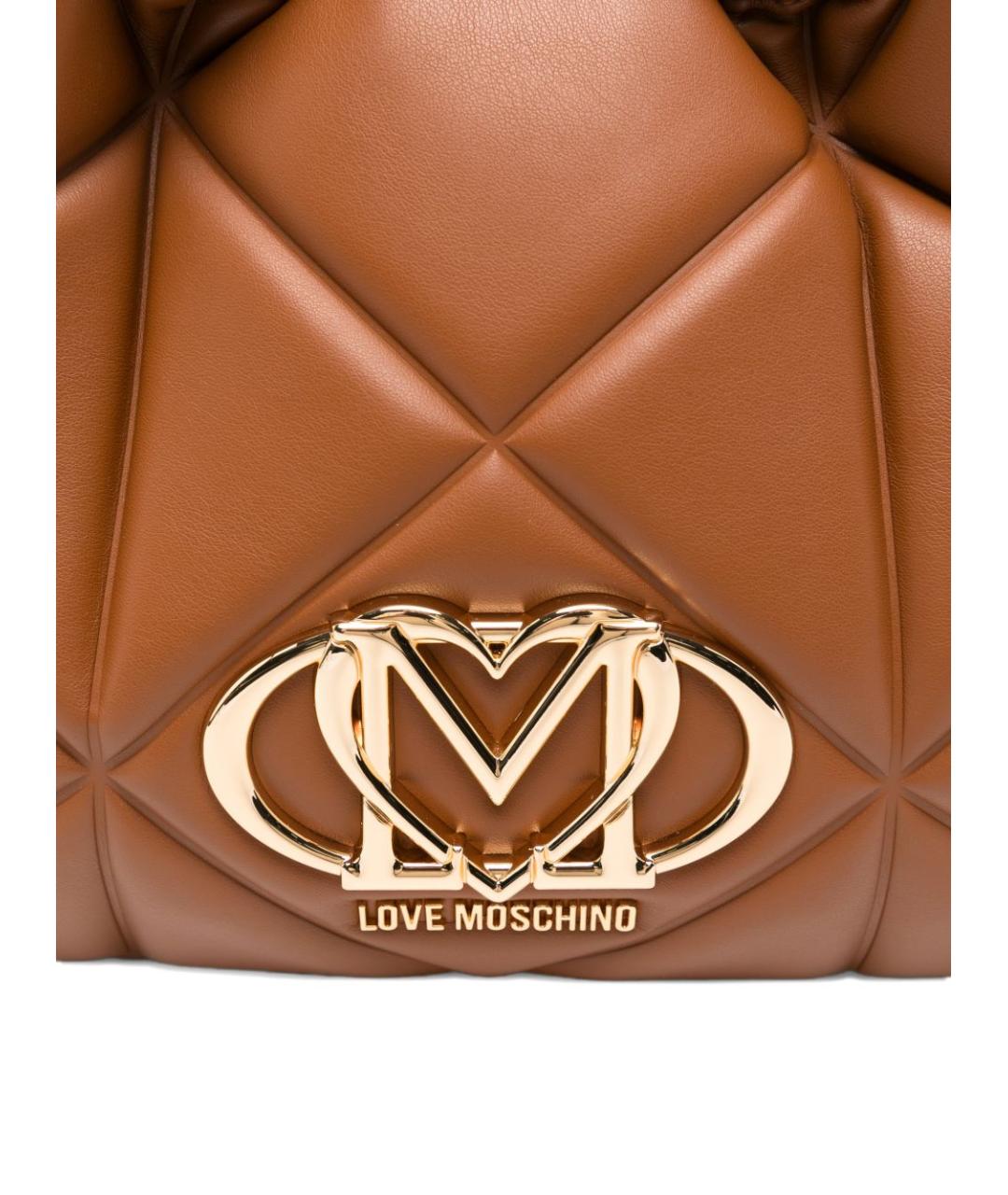 LOVE MOSCHINO Коричневая сумка с короткими ручками из искусственной кожи, фото 4