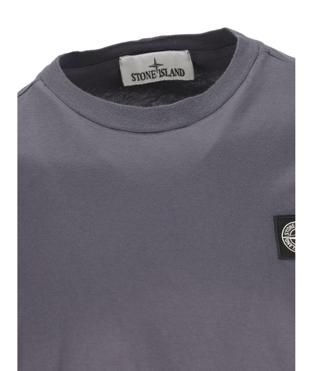STONE ISLAND Серая хлопковая футболка, фото 3
