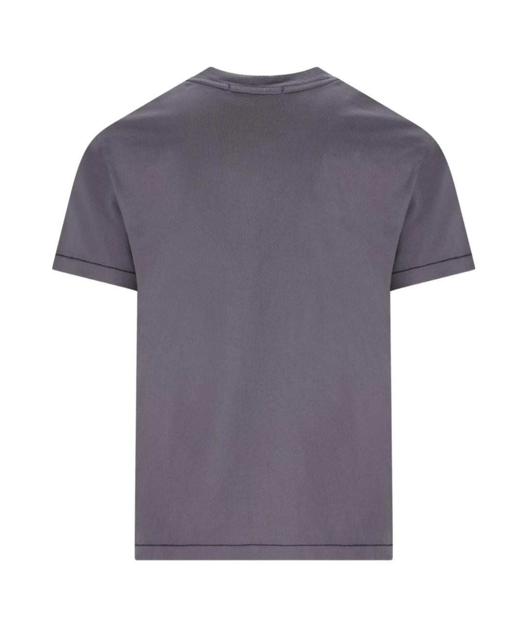 STONE ISLAND Серая хлопковая футболка, фото 2