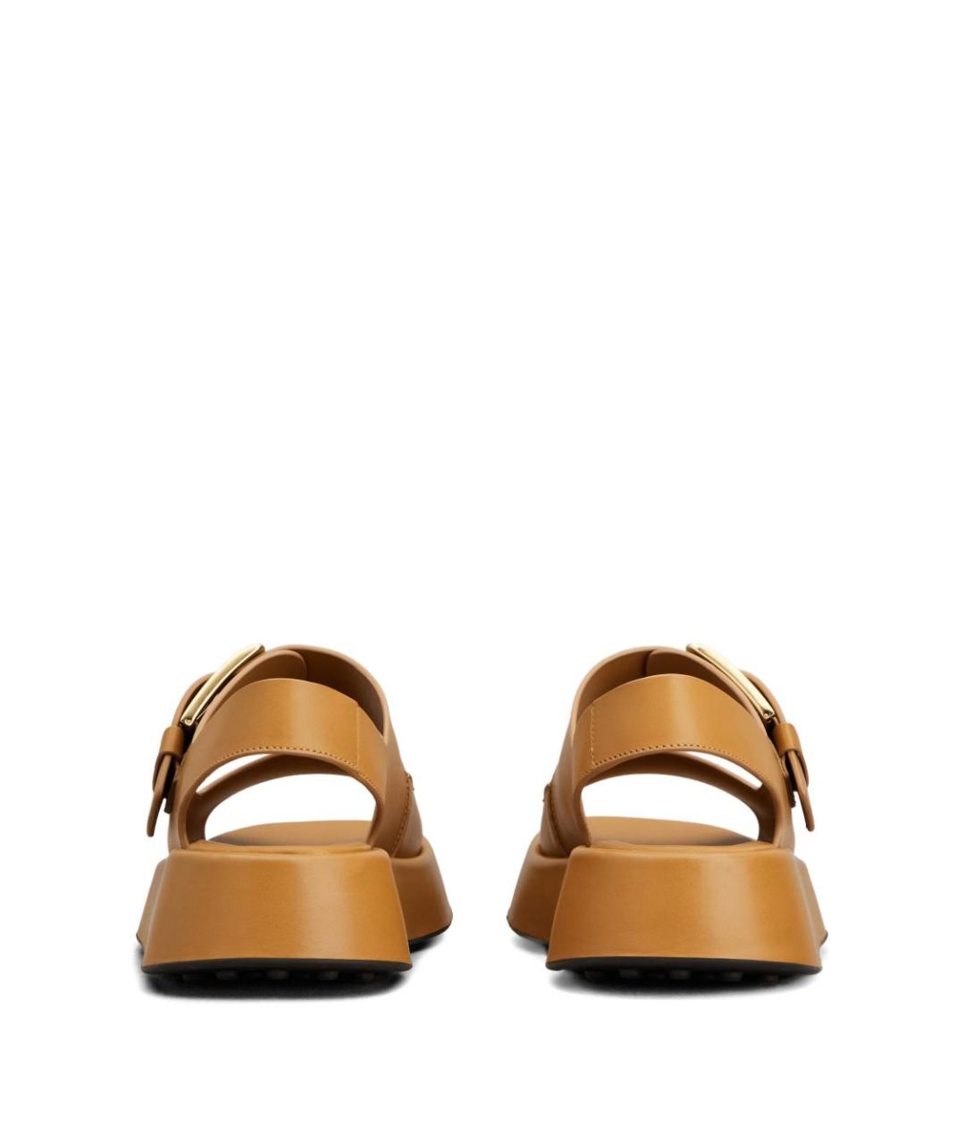 TOD'S Бежевые кожаные босоножки, фото 5