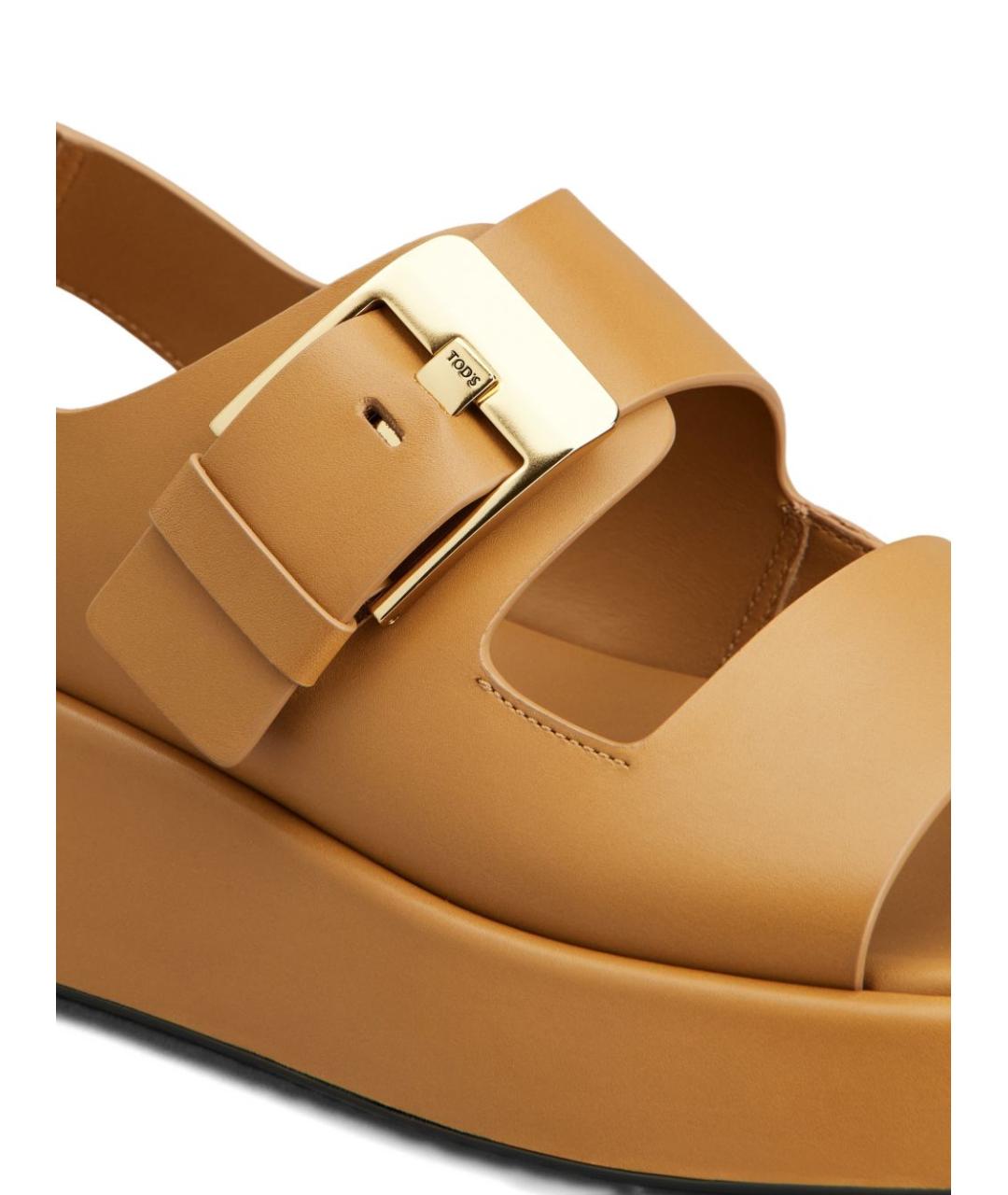 TOD'S Бежевые кожаные босоножки, фото 3