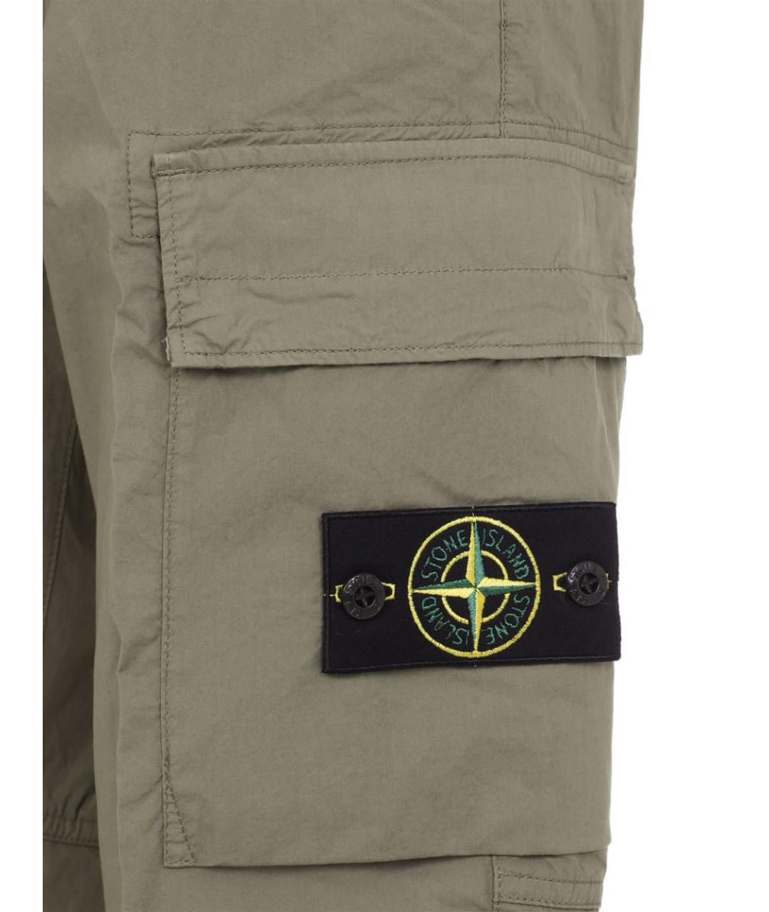 STONE ISLAND Зеленые хлопковые повседневные брюки, фото 2