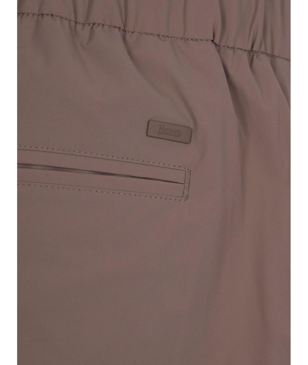 HERNO Бежевые полиамидовые повседневные брюки, фото 2