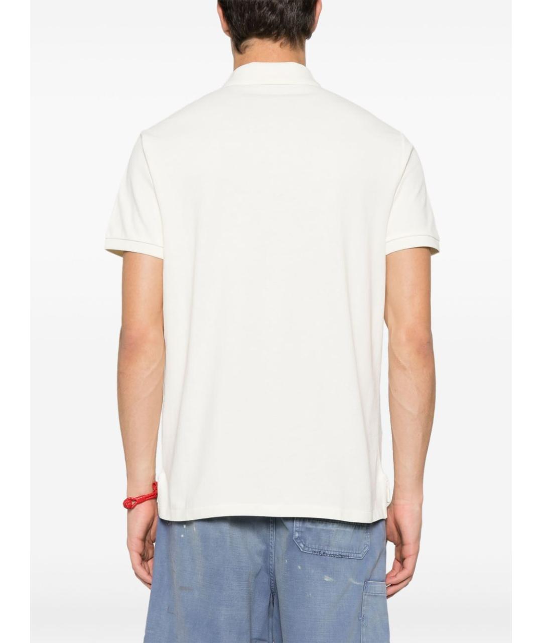 POLO RALPH LAUREN Бежевое хлопковое поло с коротким рукавом, фото 4