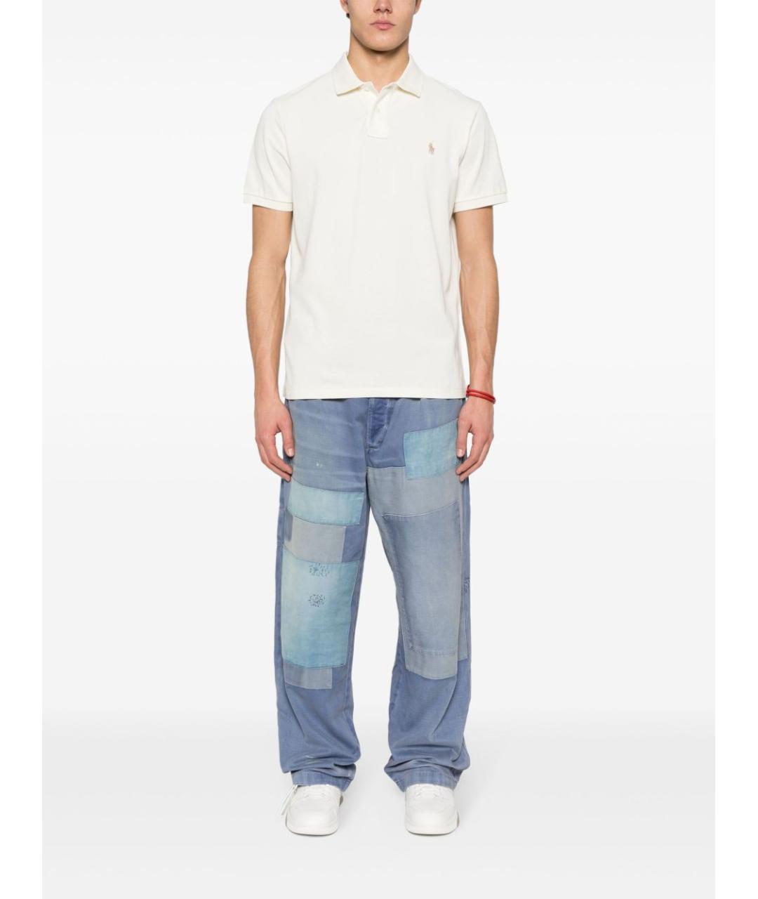 POLO RALPH LAUREN Бежевое хлопковое поло с коротким рукавом, фото 2