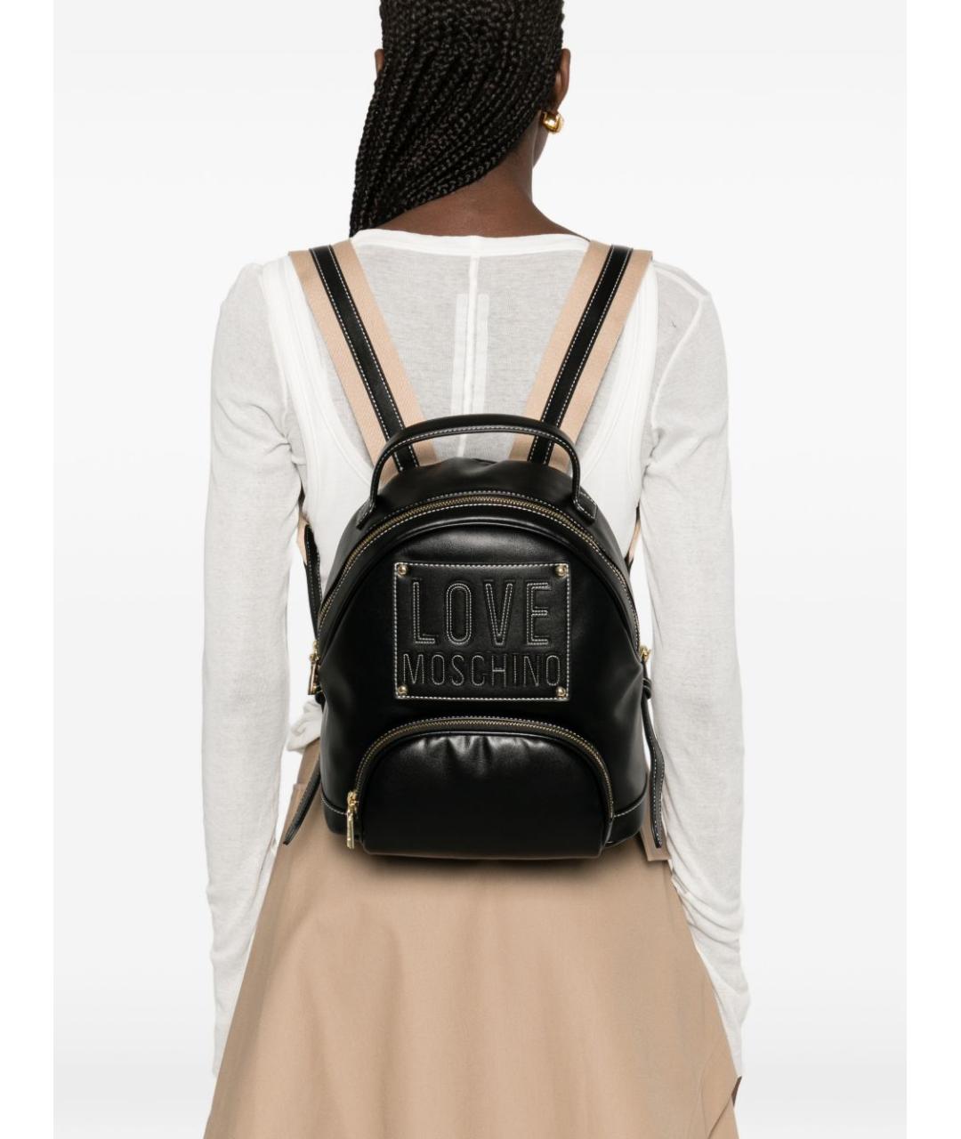 LOVE MOSCHINO Черный рюкзак из искусственной кожи, фото 4