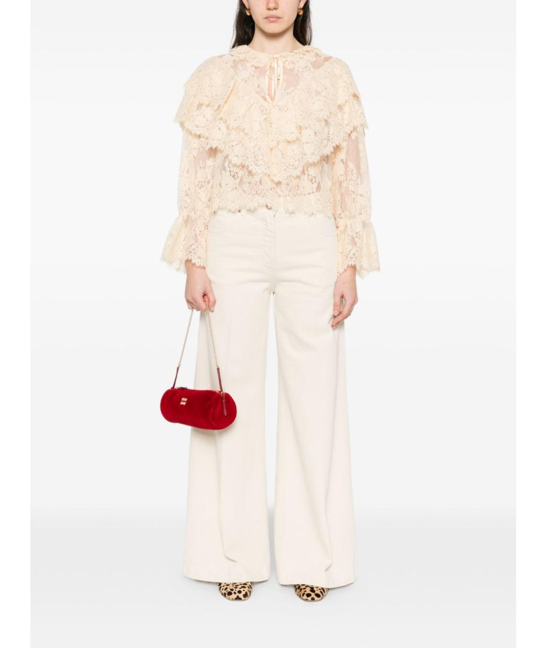 ASPESI Бежевые хлопковые джинсы клеш, фото 5