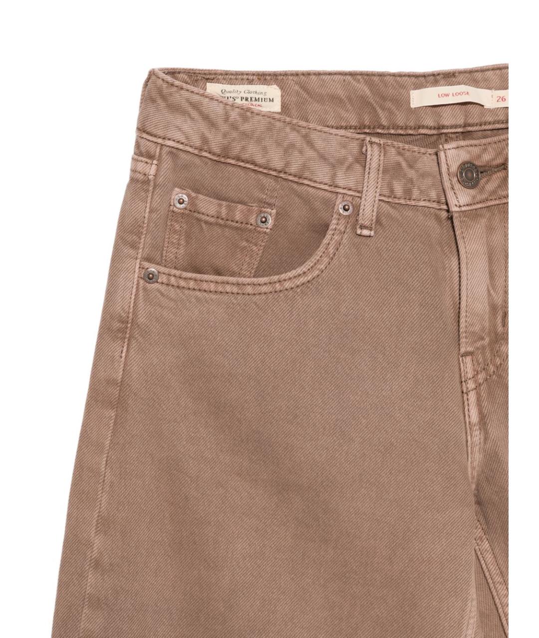 LEVI'S Коричневые хлопковые прямые джинсы, фото 2