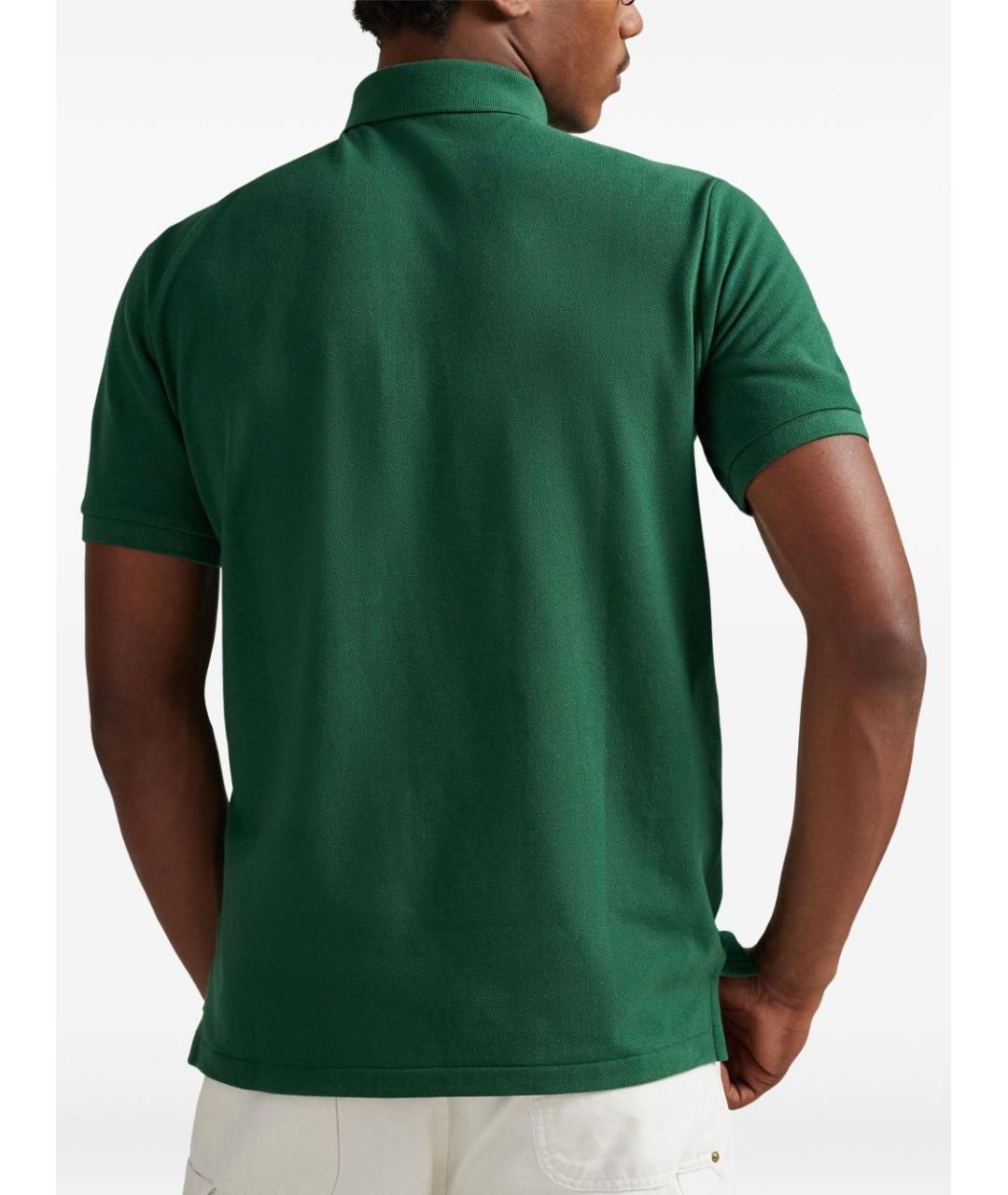 POLO RALPH LAUREN Зеленые хлопковое поло с коротким рукавом, фото 4