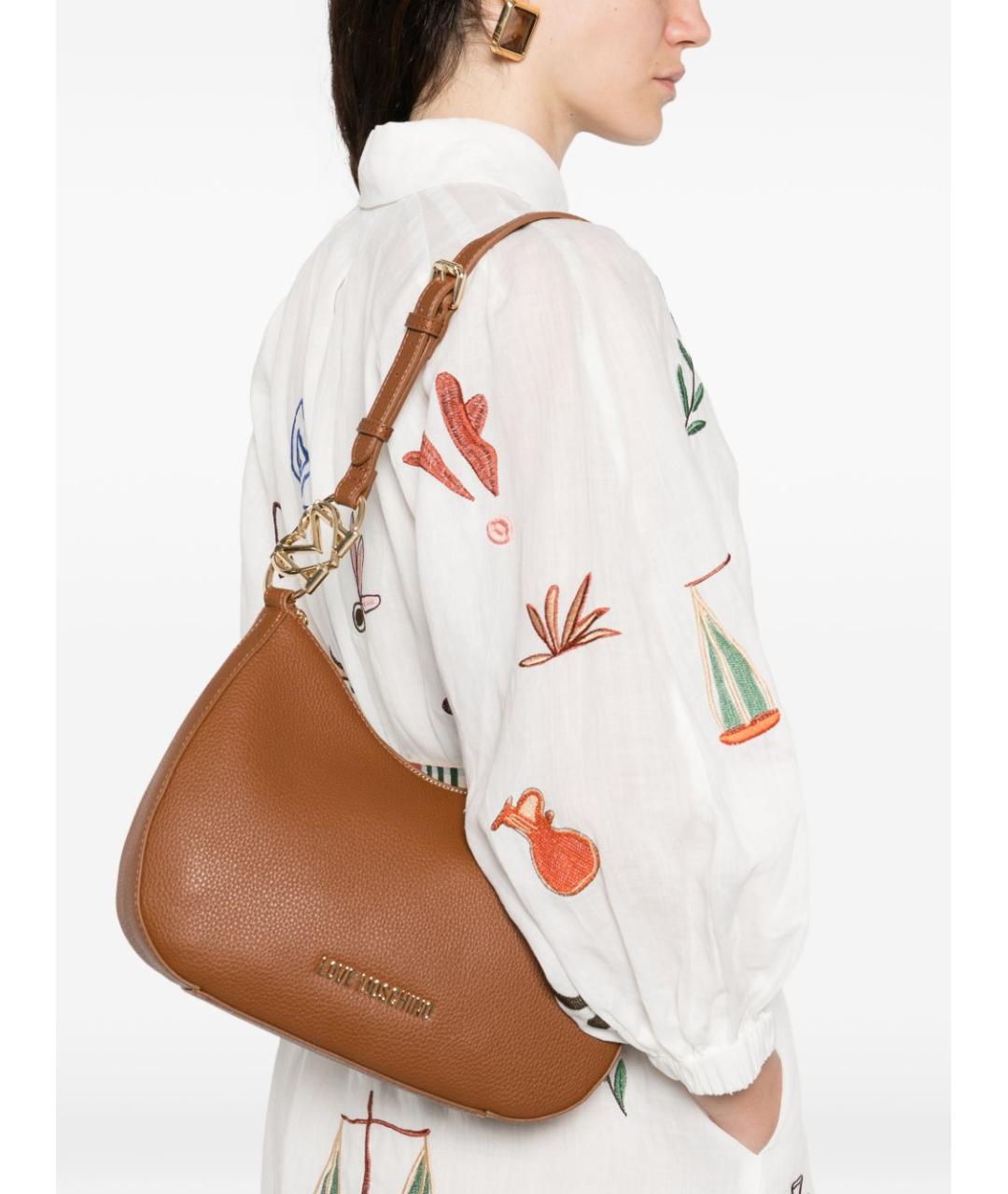 LOVE MOSCHINO Коричневая сумка через плечо из искусственной кожи, фото 3