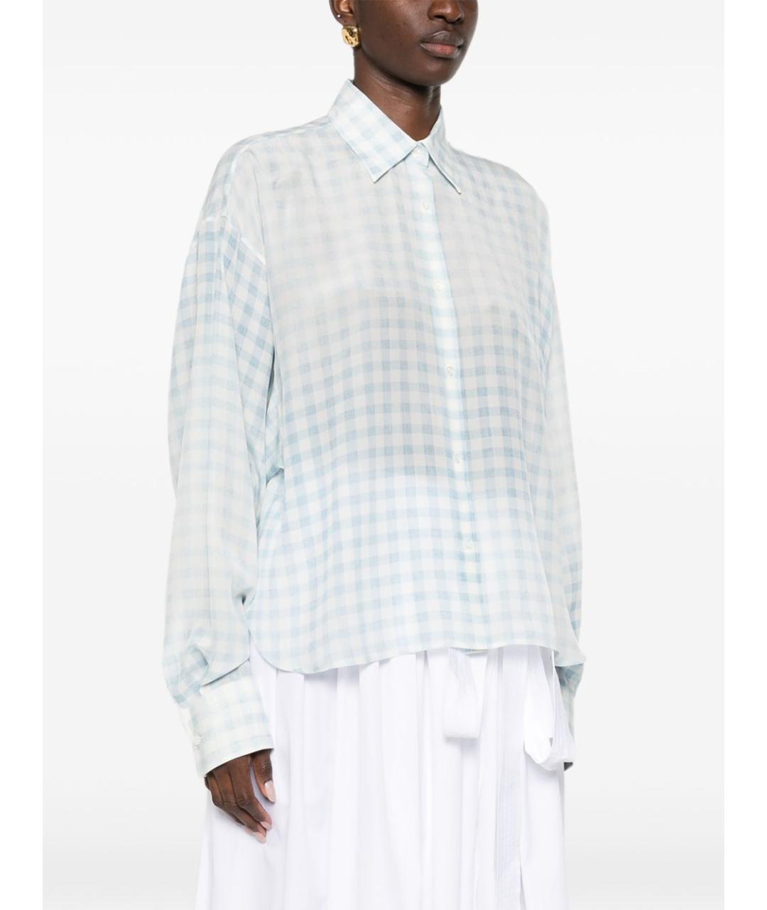ERMANNO SCERVINO Голубая шелковая рубашка, фото 5