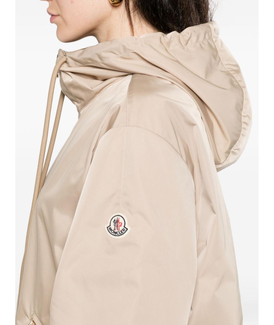 MONCLER Бежевая полиэстеровая куртка, фото 4
