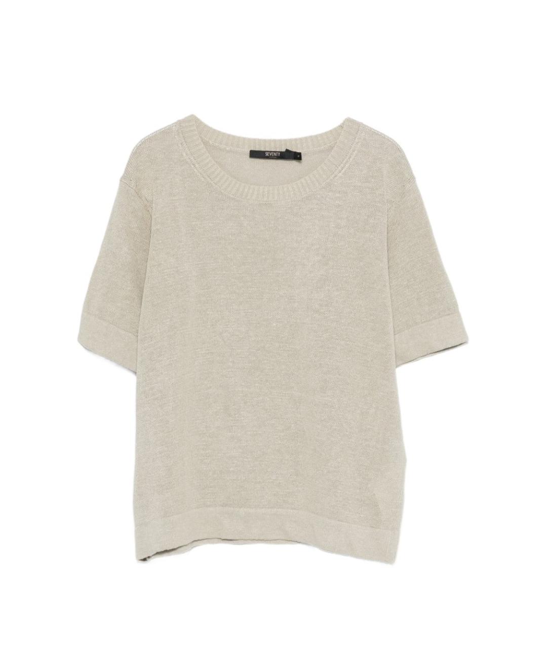 SEVENTY Бежевая льняная футболка, фото 1