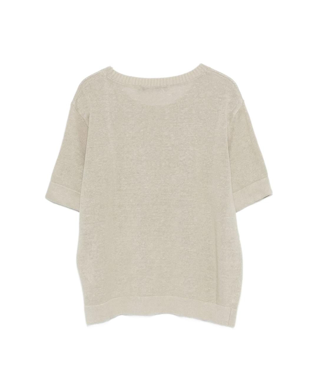 SEVENTY Бежевая льняная футболка, фото 2