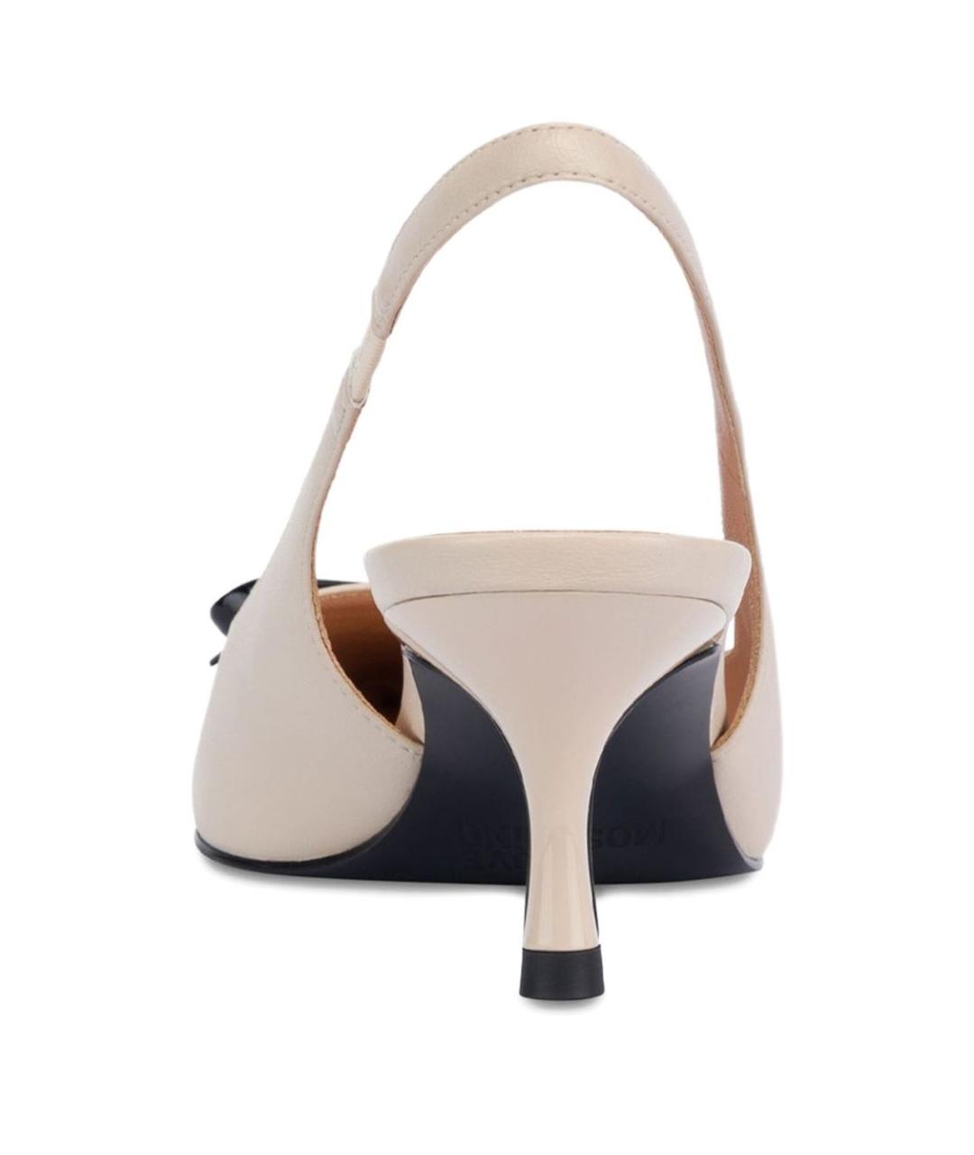 LOVE MOSCHINO Бежевые синтетические лодочки на низком каблуке, фото 2