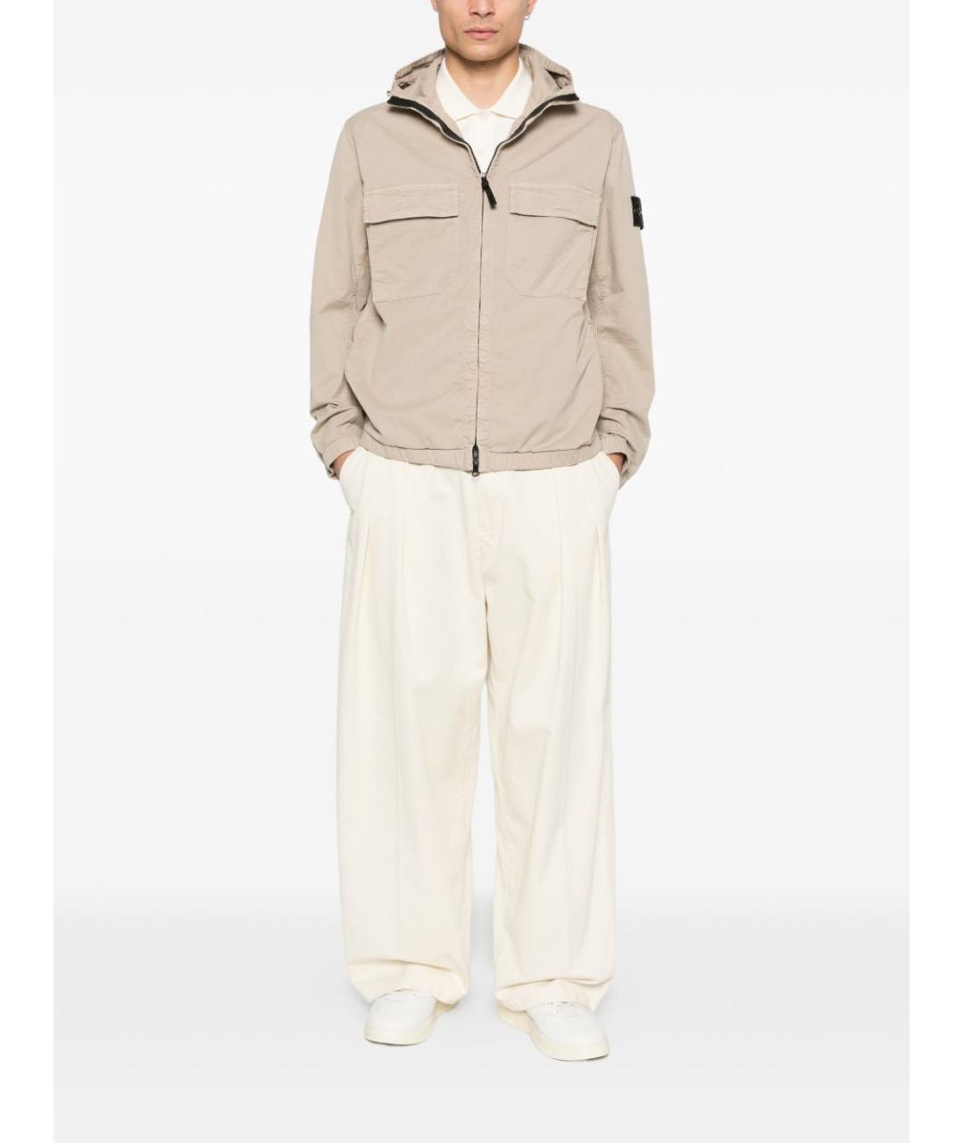 STONE ISLAND Бежевая хлопковая куртка, фото 4