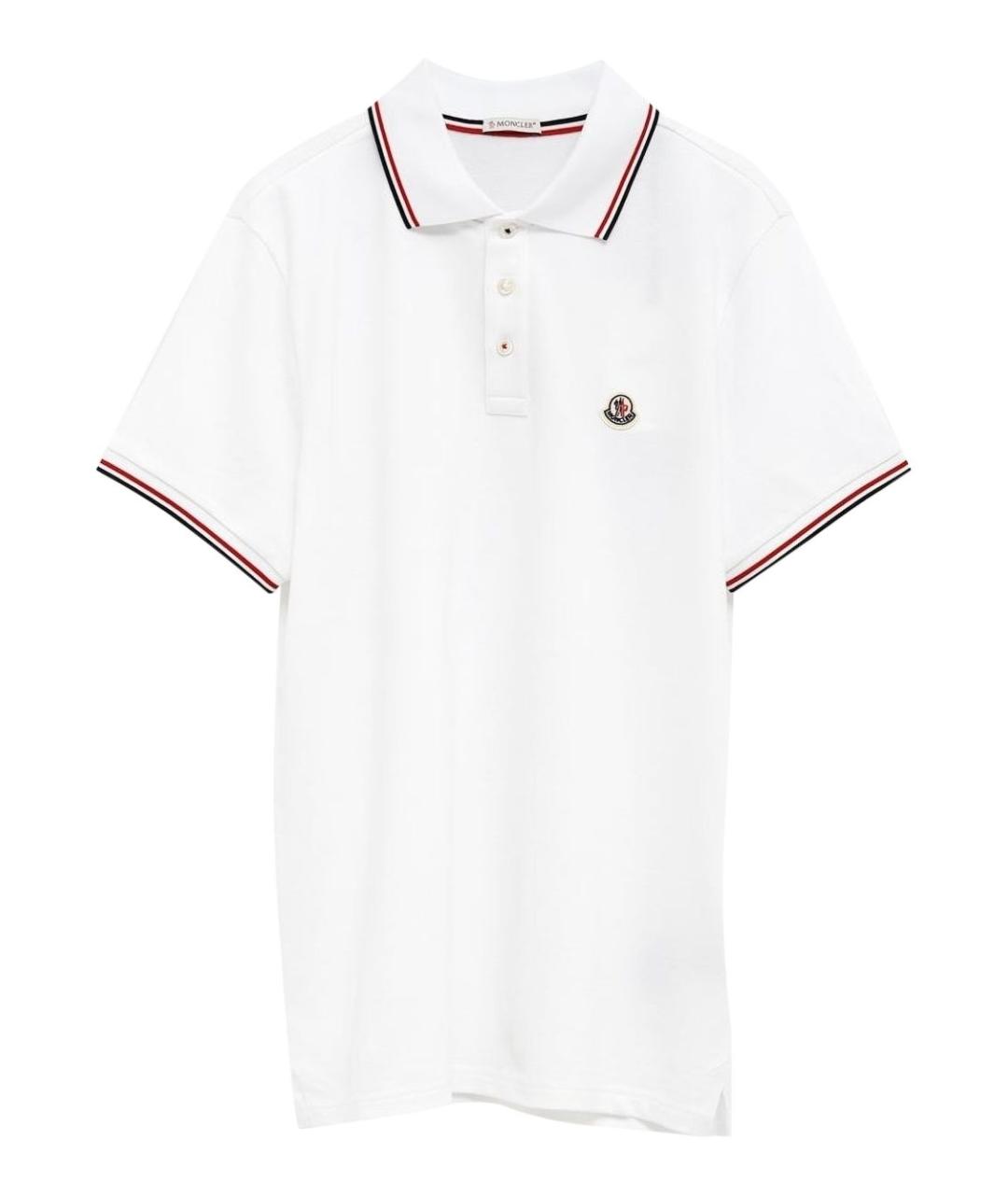 MONCLER Белое хлопковое поло с коротким рукавом, фото 1