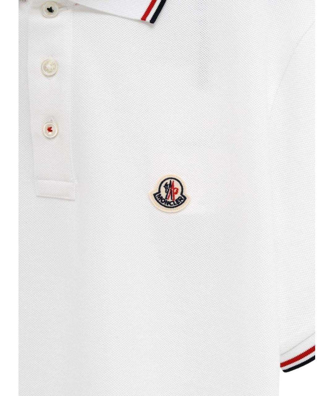 MONCLER Белое хлопковое поло с коротким рукавом, фото 2