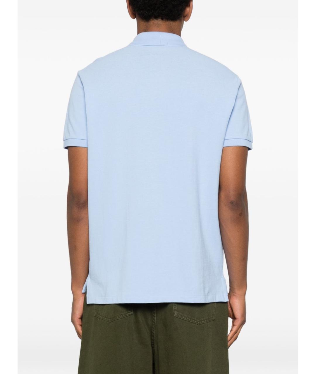 POLO RALPH LAUREN Голубое хлопковое поло с коротким рукавом, фото 5