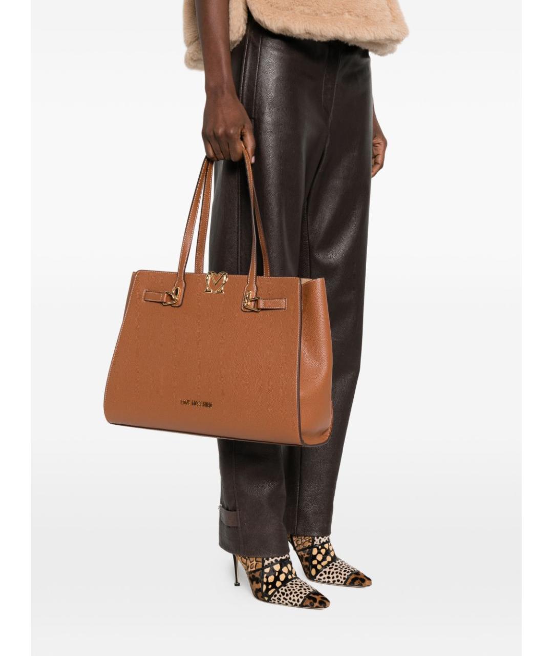 LOVE MOSCHINO Коричневая сумка тоут из искусственной кожи, фото 2