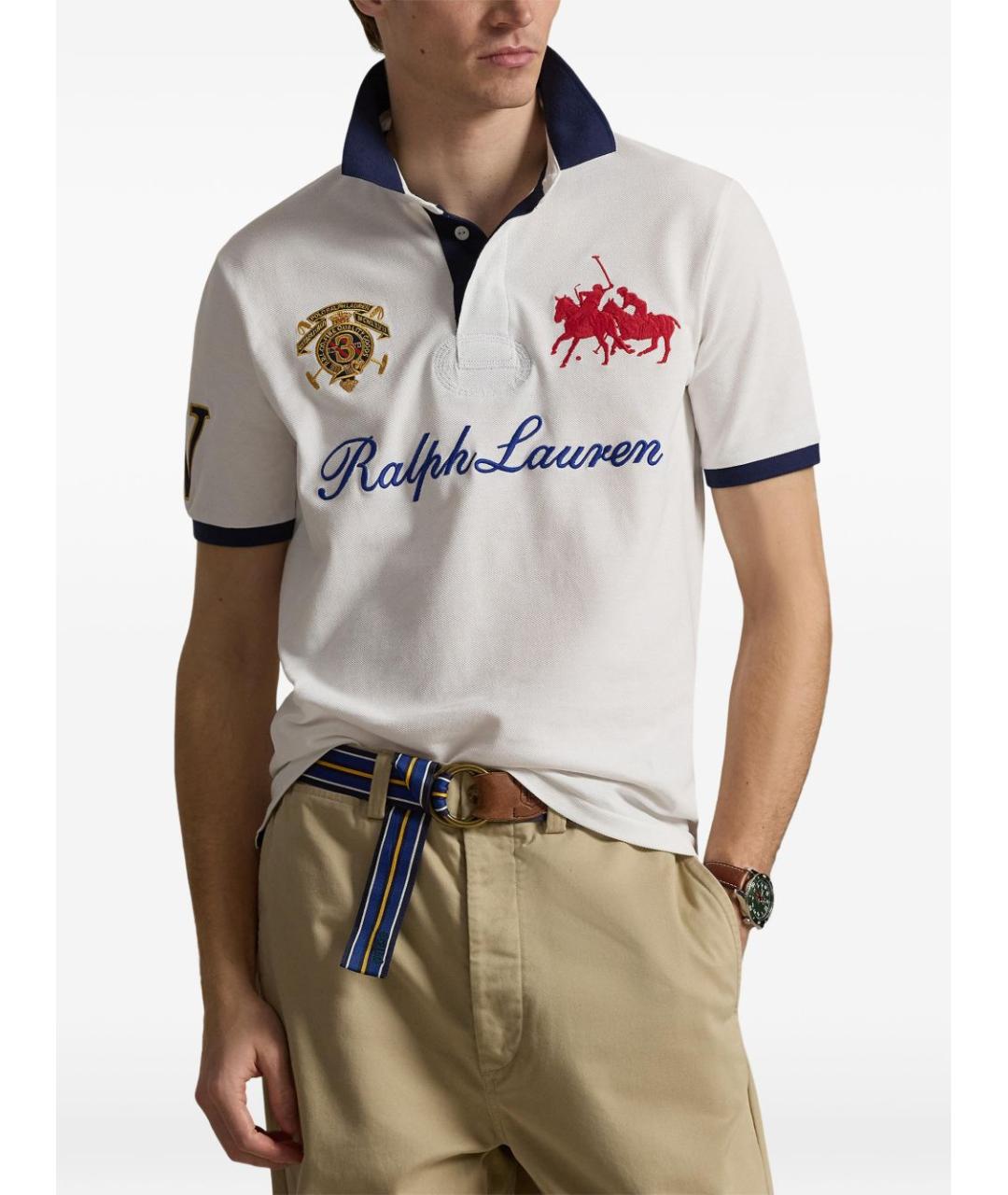 POLO RALPH LAUREN Белое хлопковое поло с коротким рукавом, фото 4