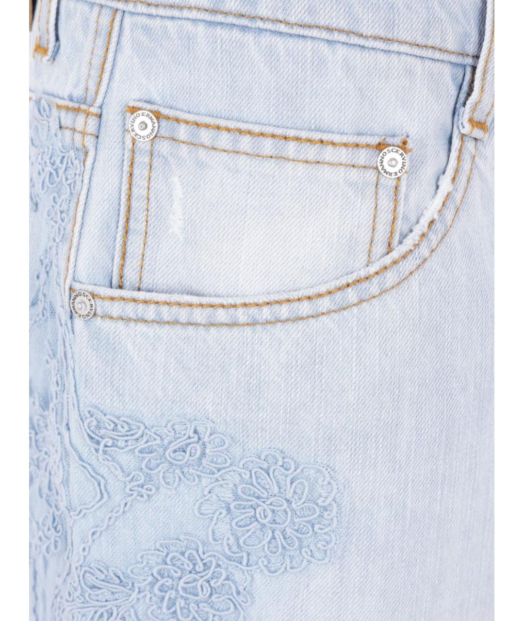 ERMANNO SCERVINO Синие хлопковые шорты, фото 4