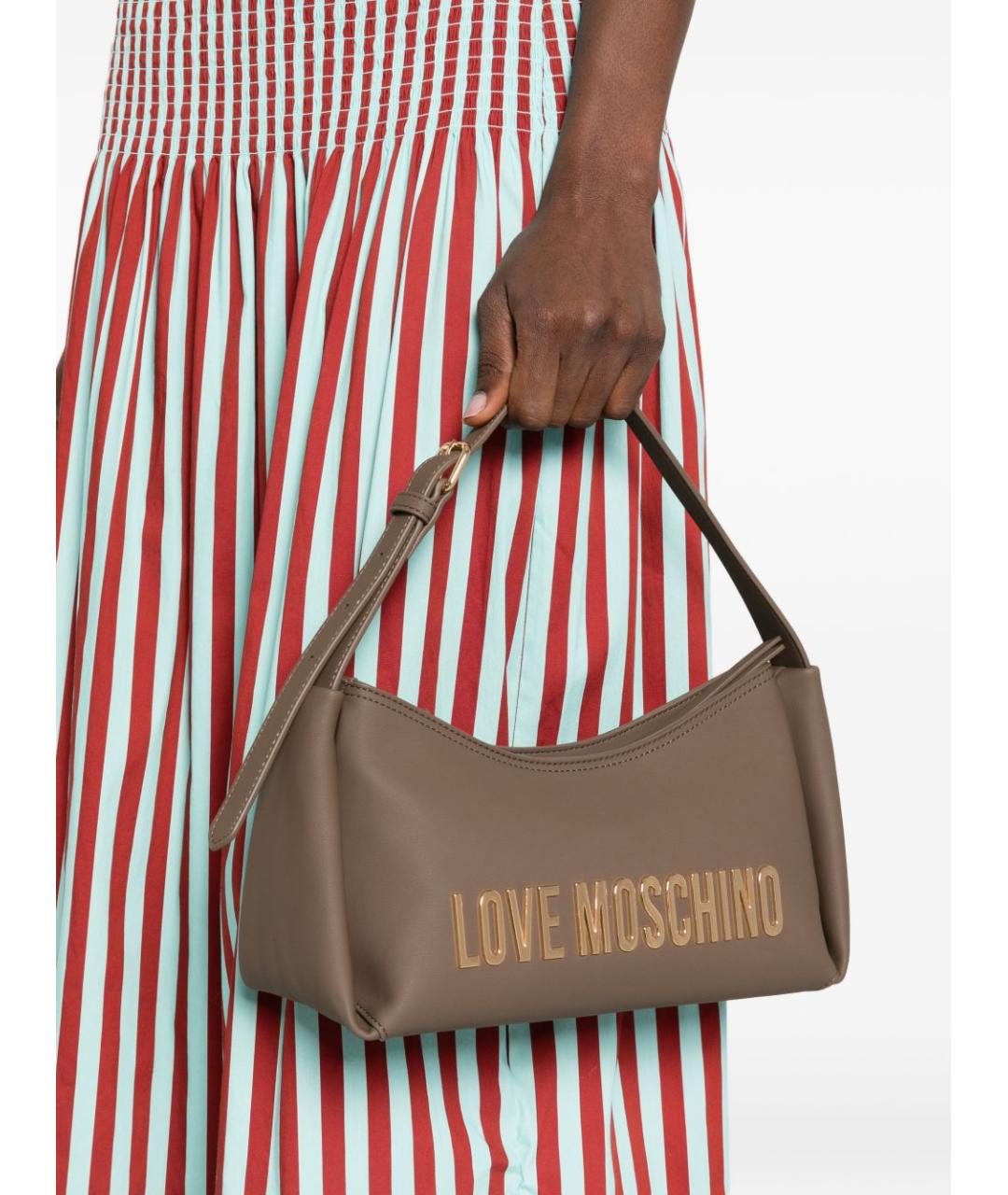 LOVE MOSCHINO Коричневая сумка с короткими ручками из искусственной кожи, фото 3
