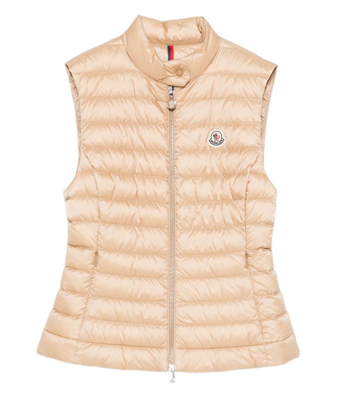 MONCLER Бежевый полиамидовый жилет, фото 1
