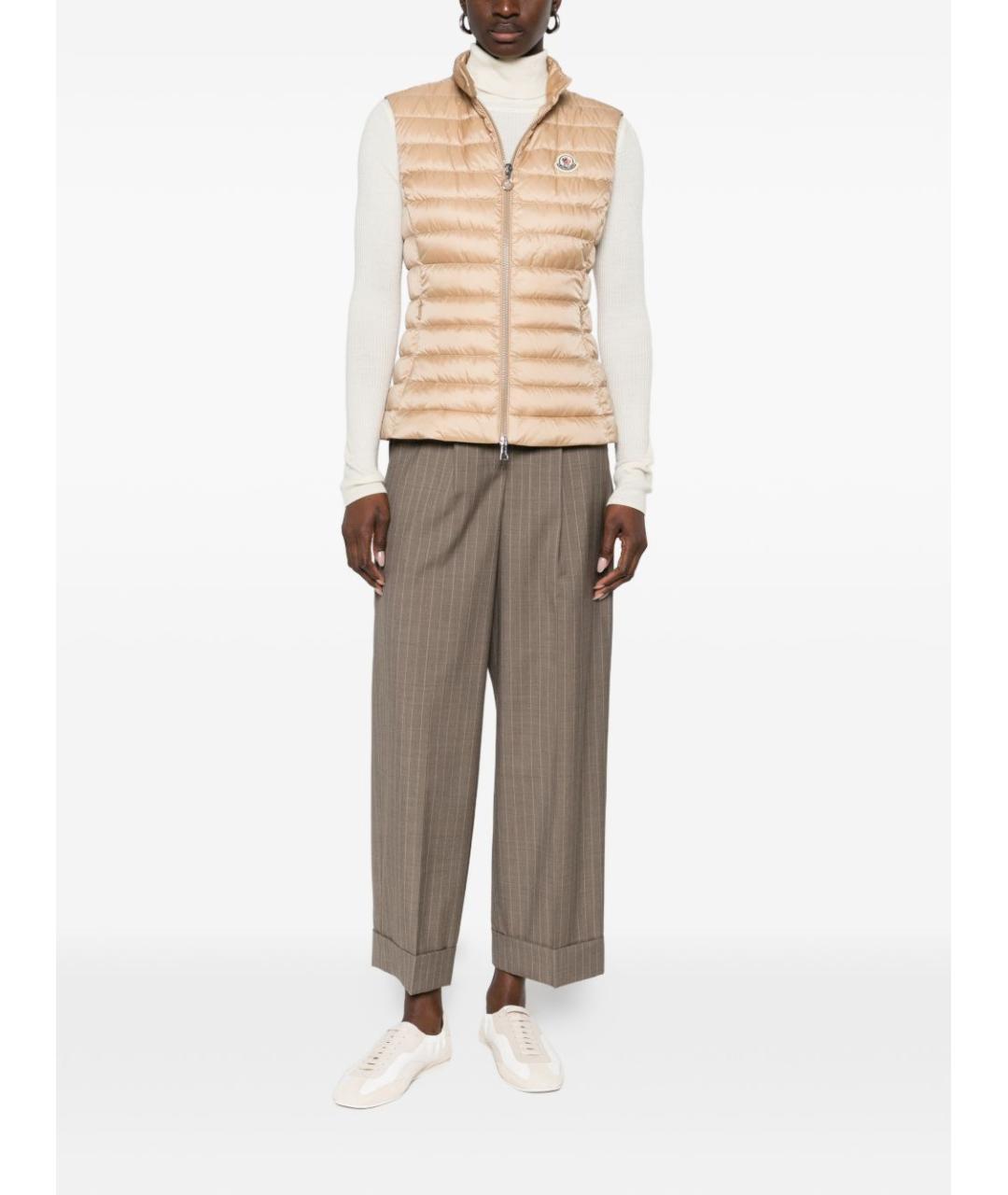 MONCLER Бежевый полиамидовый жилет, фото 2