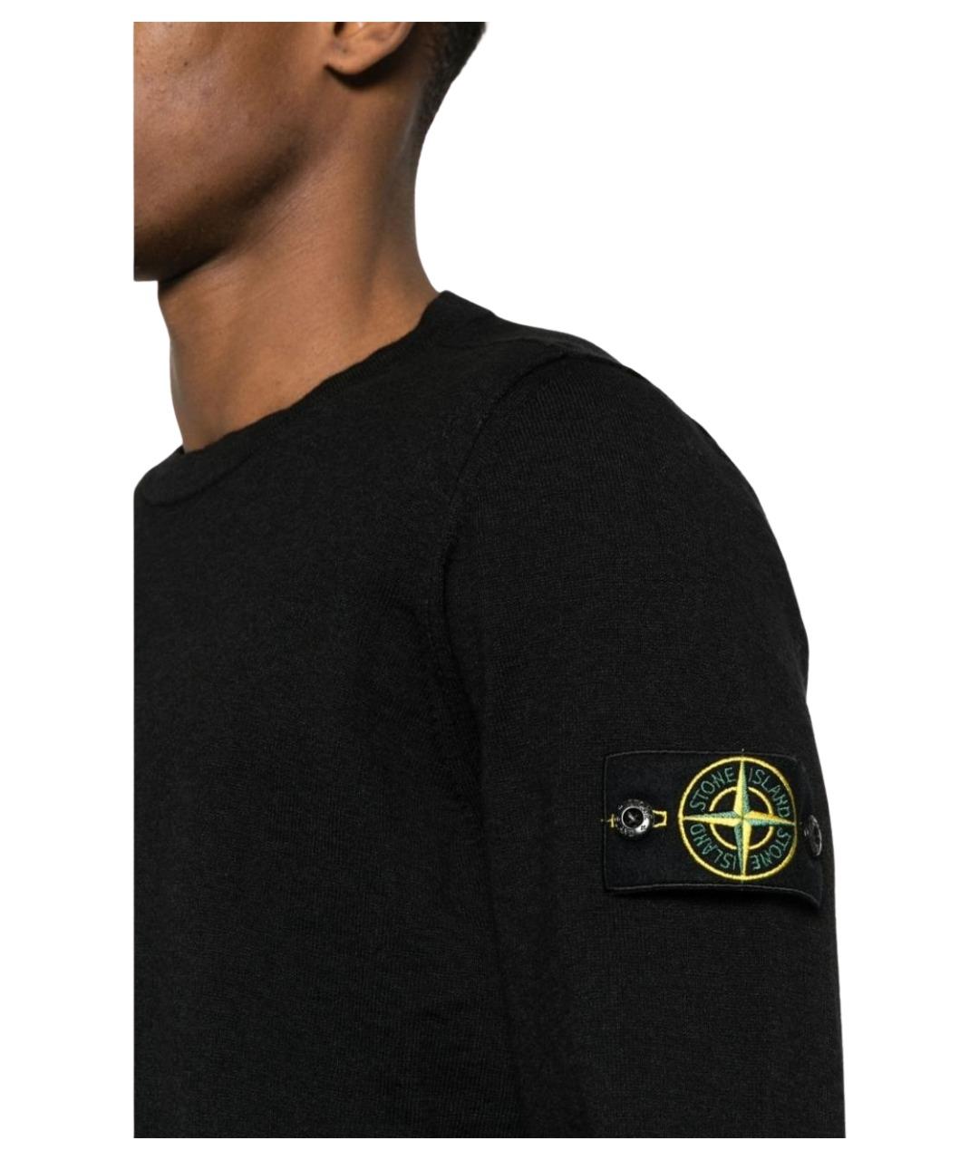 STONE ISLAND Черный хлопковый джемпер / свитер, фото 3