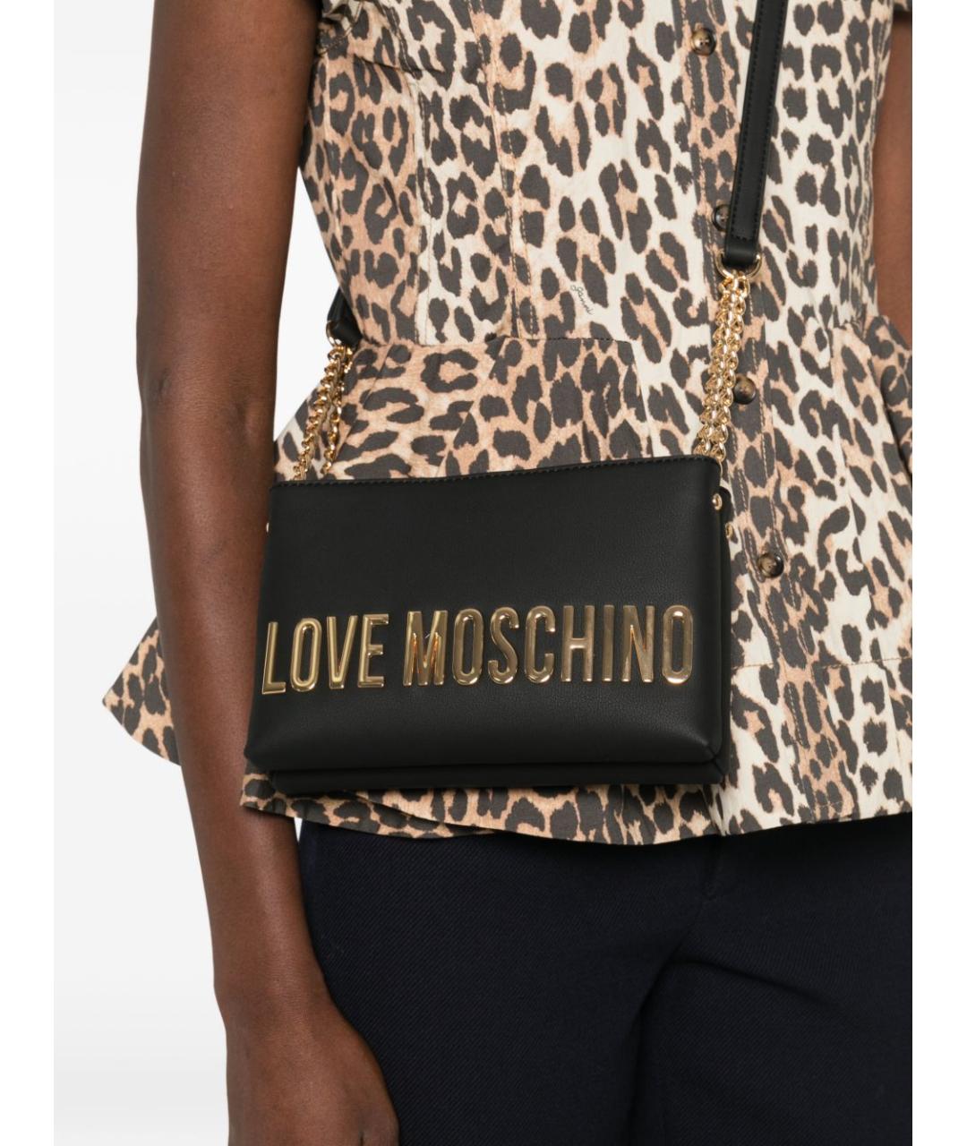 LOVE MOSCHINO Черная сумка через плечо из искусственной кожи, фото 5