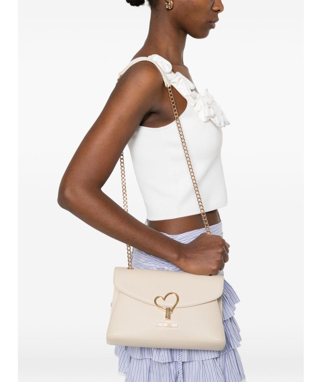 LOVE MOSCHINO Бежевая сумка через плечо из искусственной кожи, фото 2