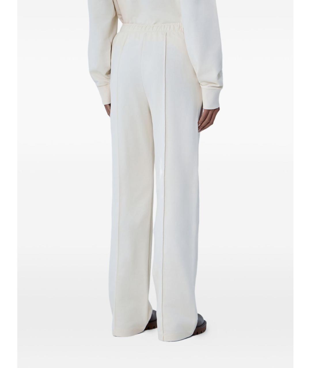 MONCLER Белые хлопковые прямые брюки, фото 4