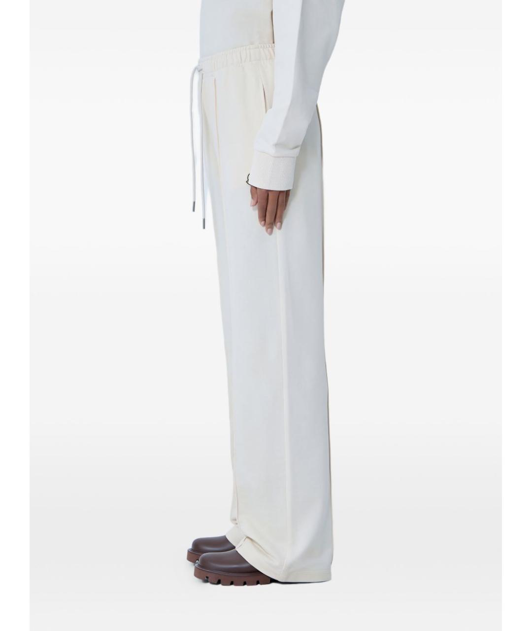 MONCLER Белые хлопковые прямые брюки, фото 5