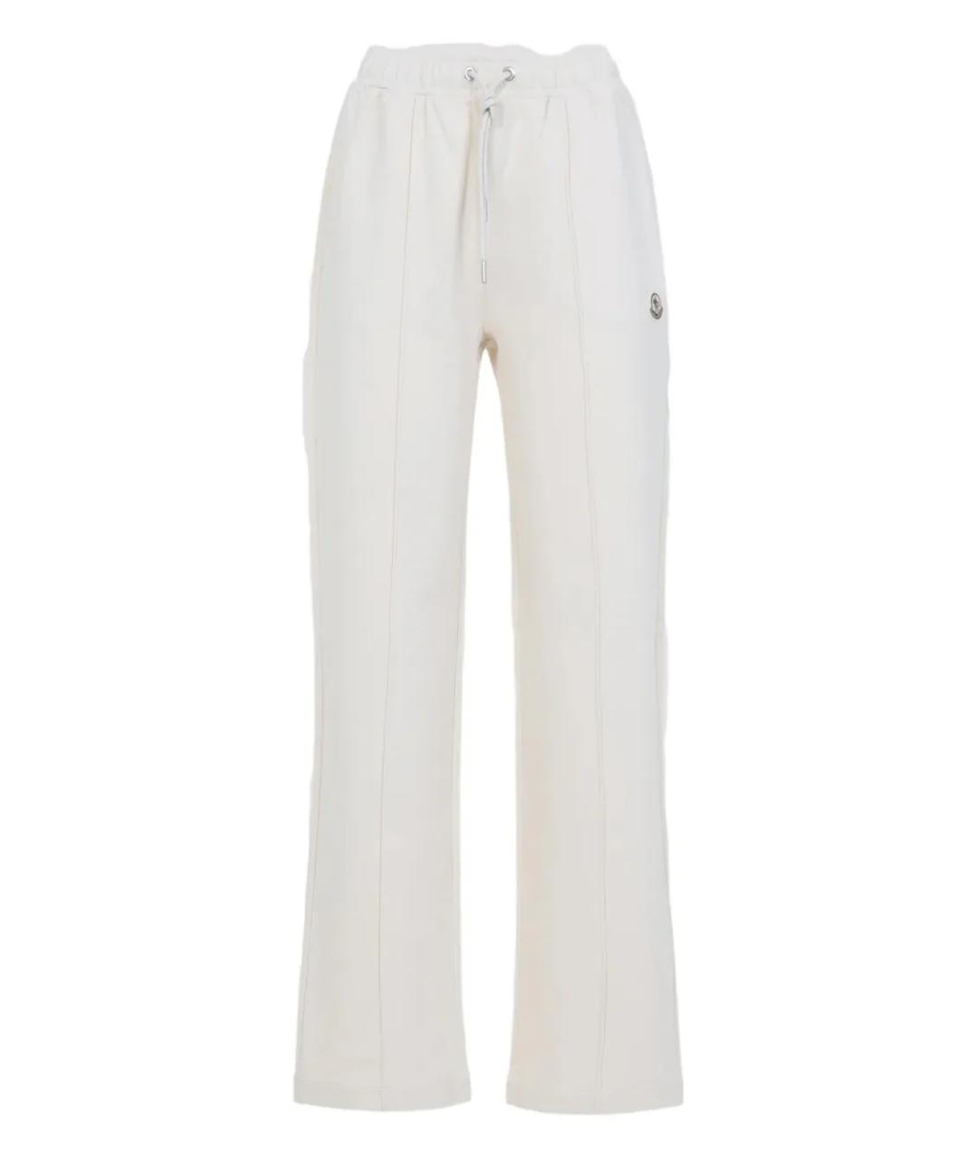 MONCLER Белые хлопковые прямые брюки, фото 1
