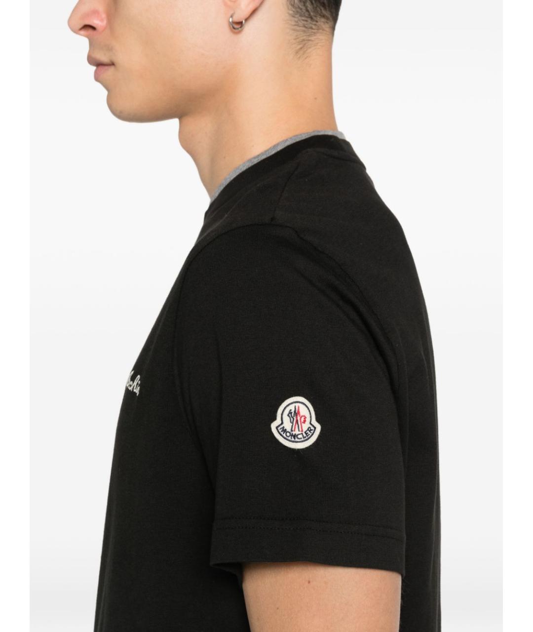 MONCLER Черная хлопковая футболка, фото 5