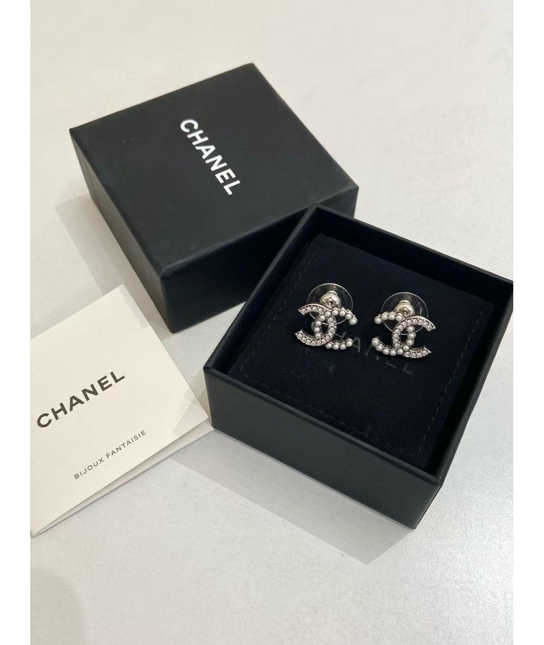 CHANEL Серебряные металлические серьги, фото 2