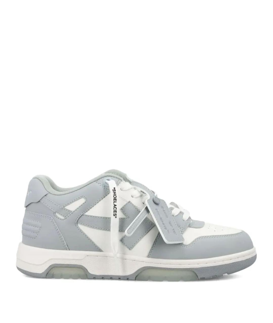 OFF-WHITE Серые кожаные кеды, фото 1