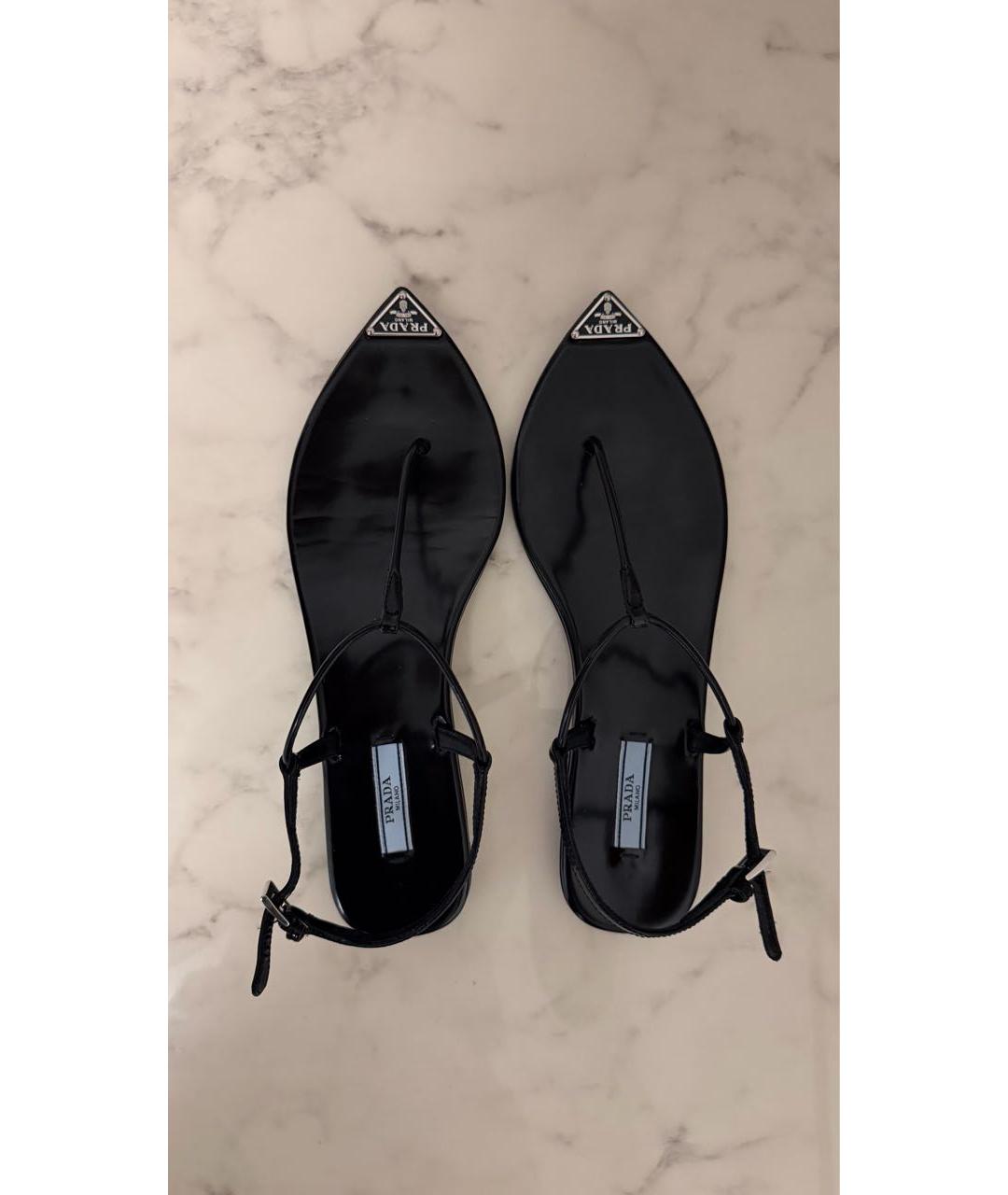 PRADA Черные кожаные босоножки, фото 4