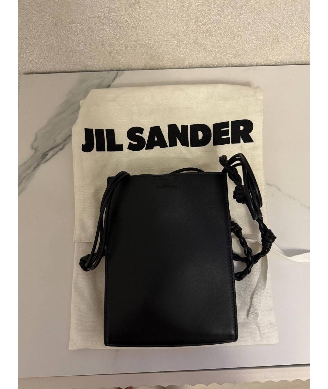 JIL SANDER Черная кожаная сумка на плечо, фото 4