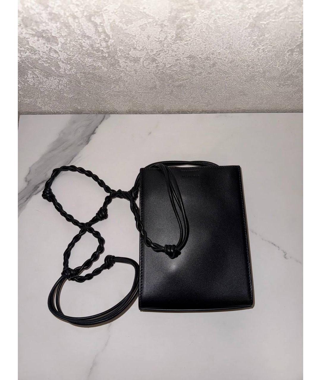 JIL SANDER Черная кожаная сумка на плечо, фото 2