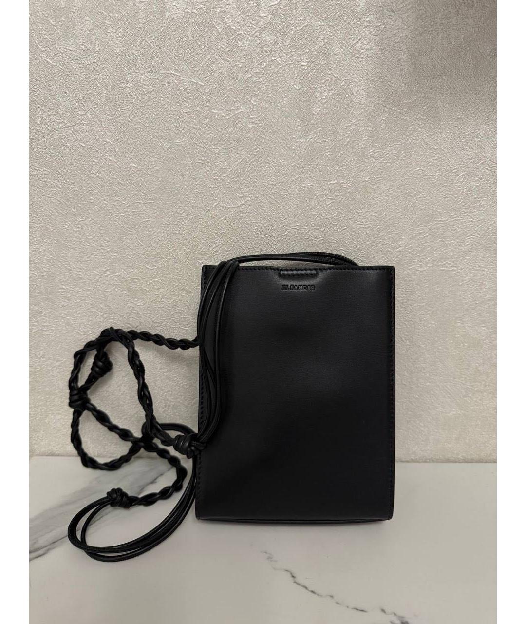 JIL SANDER Черная кожаная сумка на плечо, фото 3