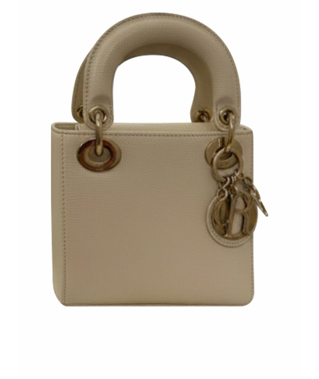 CHRISTIAN DIOR Белая кожаная сумка с короткими ручками, фото 1